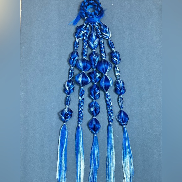 Blue and White Tie-in Rave Braids Festival Braids Hair Extensions Halloween - Picture 3 of 4
